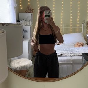 Dark gray white fox sweatpants ribbed